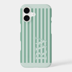Sage Green Monogram Stripes