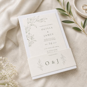 Sage Green Monogram Wedding Belly Band Invitation Belly Band