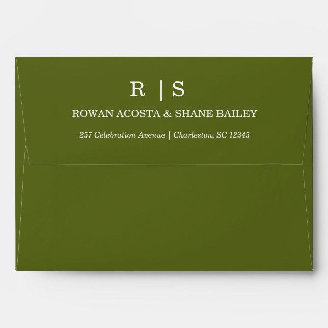 Sage Green Monogram Wedding Envelope (Back (Top Flap))