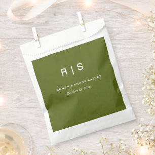 Sage Green Monogram Wedding Favour Bag