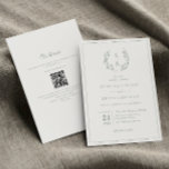 Sage Green Monogram Wreath QR Code Wedding Invitation<br><div class="desc">Elegant calligraphy & botanical monogram wreath sage green QR code wedding invitation.</div>