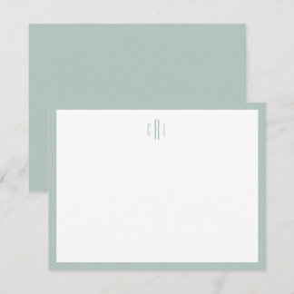 Sage Green Monogramme Papier à lettres Merci Carte