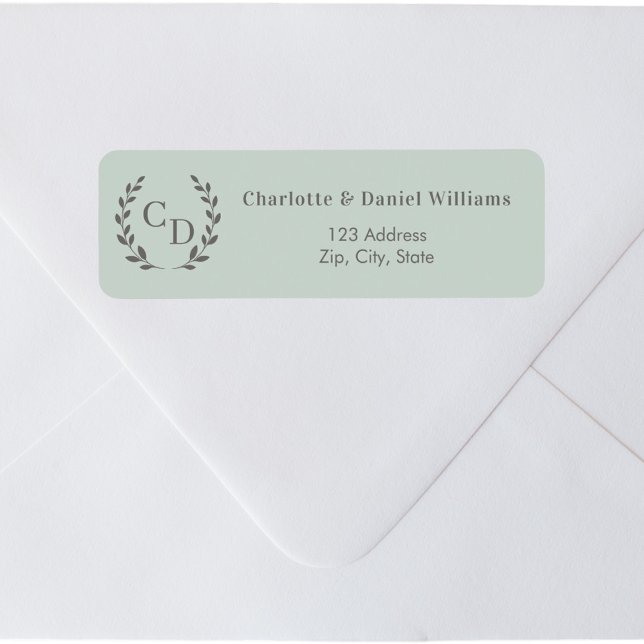 Sage green monogrammed wreath return address (Creator Uploaded)