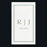 Sage Green Monograms Simple Elegant Classy Wedding Napkin<br><div class="desc">Designed with text templates for monogrammed initials & date which you can customize!</div>