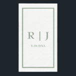 Sage Green Monograms Simple Elegant Classy Wedding Napkin<br><div class="desc">Designed with text templates for monogrammed initials & date which you can customize!</div>