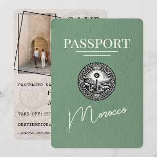 Sage Green Morocco Passport Save The Date
