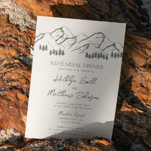 Sage Green Mountain Pine Tree Rehearsal Dinner Invitation