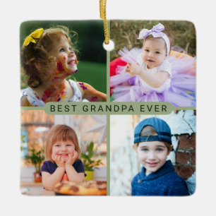 Sage Green Multi Photo Picture Grandpa Christmas Ceramic Ornament