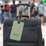 Sage green name luggage tag<br><div class="desc">A trendy sage green coloured background. Personalize and add your name on the front. Your contact information on the back.</div>