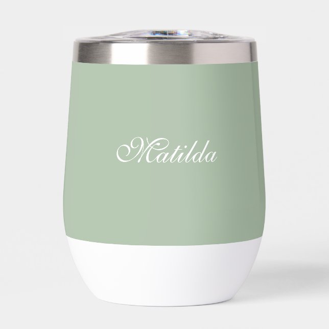 Sage Green Name Modern Elegant Monogram Boho (Front)