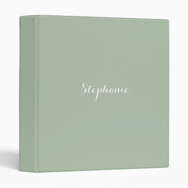 Sage Green Name Modern Elegant Monogram Boho Binder (Front/Spine)