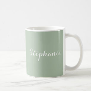 Sage Green Name Modern Elegant Monogram Boho Coffee Mug