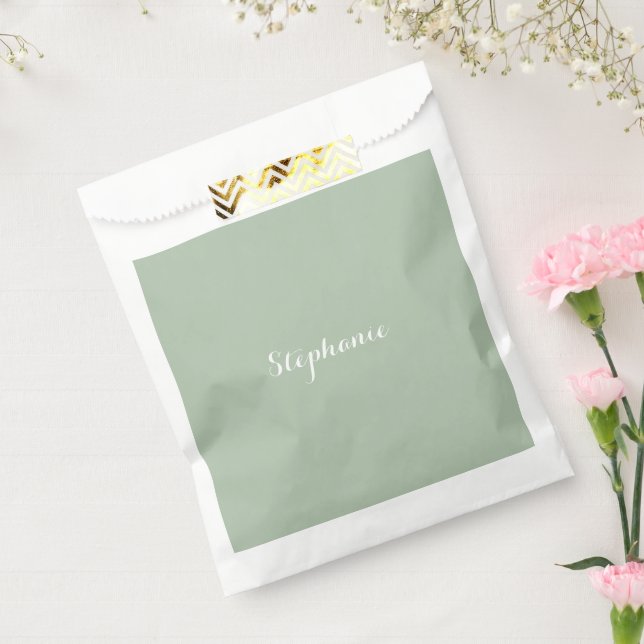 Sage Green Name Modern Elegant Monogram Boho Favour Bag (Sealed)