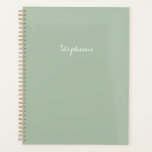 Sage Green Name Modern Elegant Monogram Boho Planner<br><div class="desc">Elegant,  rustic,  simple,  monogram,  minimalist,  name,  sage green planner. Beautiful,  trendy design.</div>