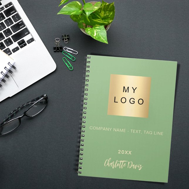 Sage green name script business logo notebook (Creator Uploaded)