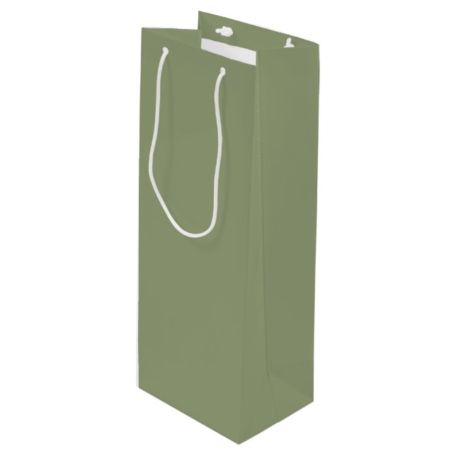 Sage Green Neutral Elegant Solid Plain Colour Wine Gift Bag (Front Angled)