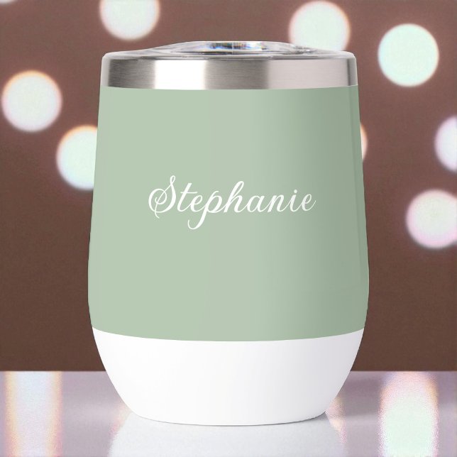 Sage Green Nom Moderne Élégant Monogramme Boho (Créateur téléchargé)