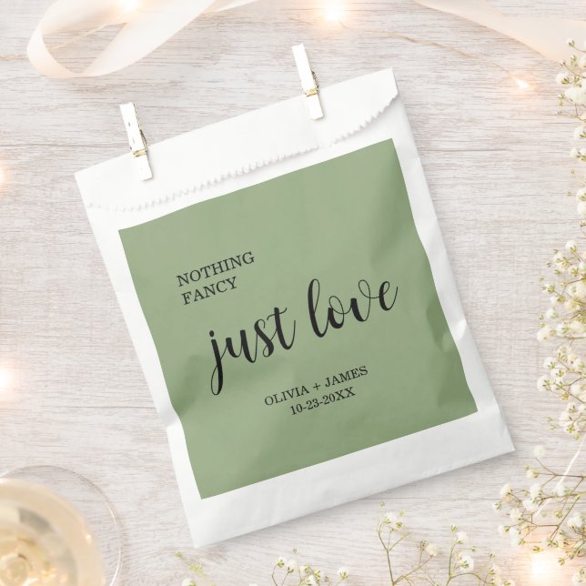 Sage Green Nothing Fancy Just Love Wedding   Favour Bag (Clipped)