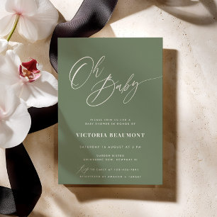 Sage Green Oh Baby Shower Invitation