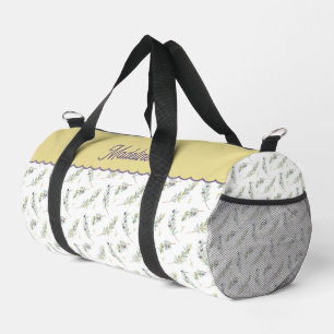 Sage Green Olive Branch Monogram Name Duffle Bag