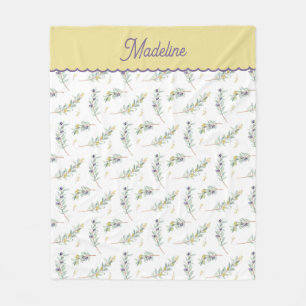 Sage Green Olive Branch Pattern Name Fleece Blanket