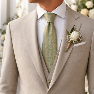 Sage Green Olive Grove Regency Luxury Botanical Tie