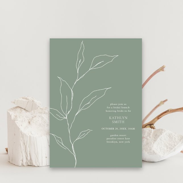 Sage Green Olive Leaf Branch Bridal Brunch Invitation (Creator Uploaded)