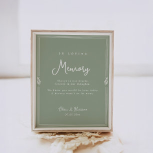 Sage Green Olive Old Money Wedding Memorial Sign