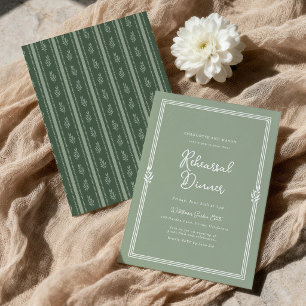 Sage Green Olive Rehearsal Dinner Invitation