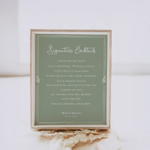 Sage Green Olive Signature Cocktails Sign