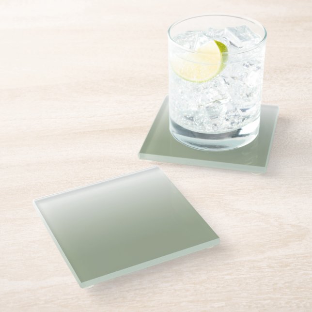 Sage Green Ombre Glass Coaster (Angled)