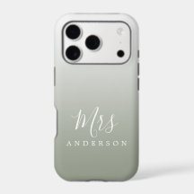 Sage Green Ombre Script Future Mrs Name