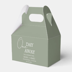 Sage Green One Day Away Rehearsal Dinner Wedding  Favor Box