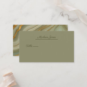 Sage Green Onyx Stone with Gold Veining Place Card