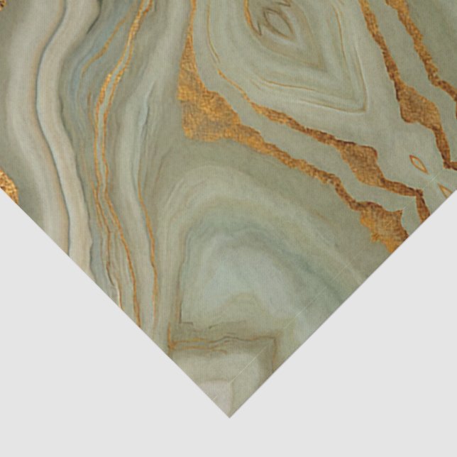 Sage Green Onyx With Gold  Tissue Paper (Detail)