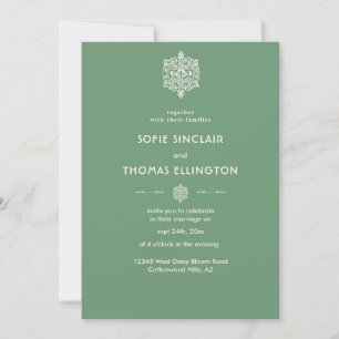 Sage Green Ornament Wedding Invitation