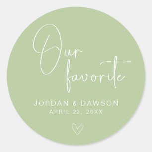 Sage Green Our Favourite Wedding Favour Sticker