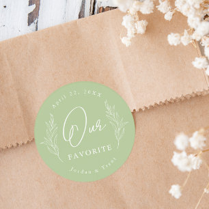 Sage Green Our Favourite Wedding Favour Sticker