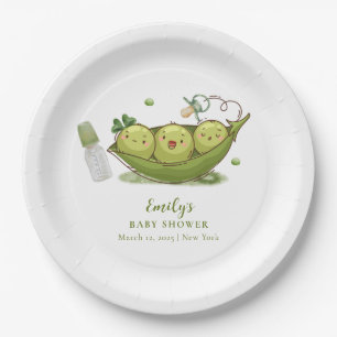 Sage Green Pacifier Sweet Pea In Pod Baby Shower Paper Plate