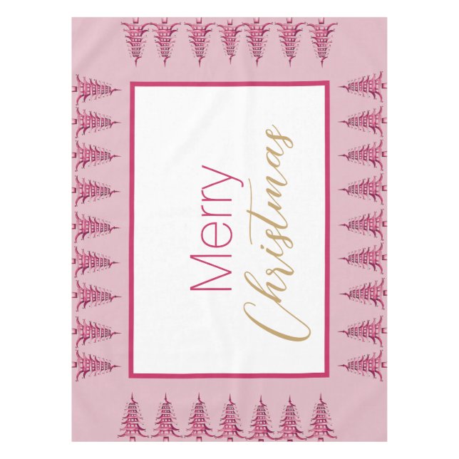 Sage green Pagoda Christmas Tree Tablecloth (Front)