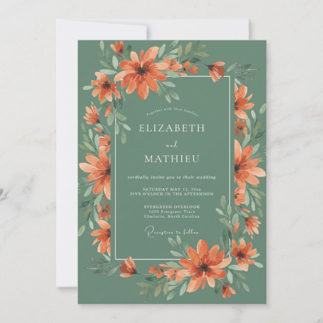 Sage Green Painterly Forest Wedding Invitation (Front)