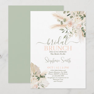 Sage green Pampas Bridal Shower Invitation