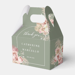 Sage Green Pampas Grass Floral Arch Wedding  Favor Box