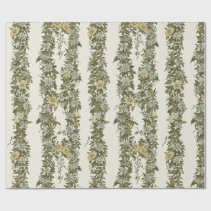 Sage Green Passionflower Vine on Cream Wrapping Paper