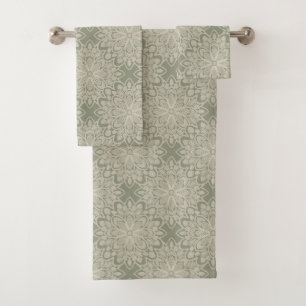 Sage Green Pattern Bath Towel Set