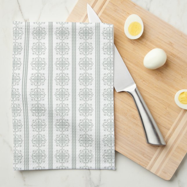 Sage Green Pattern Kitchen Towel (Quarter Fold)