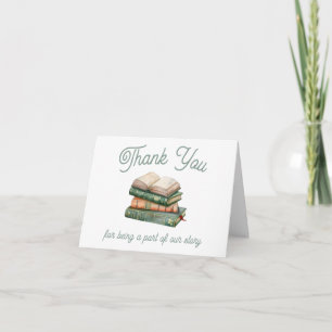 Sage Green & Peach Book Themed Bridal Shower Thank You Card