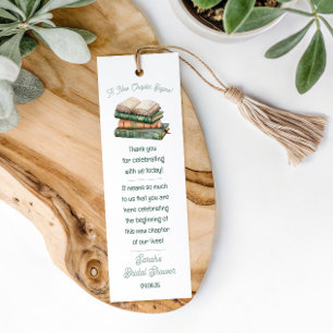 Sage Green & Peach Bookmark Shower Favour