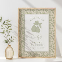 Sage Green Perfect Pear Bridal Shower Poster Sign