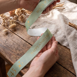 Sage Green Personalized Anniversary Gift Satin Ribbon